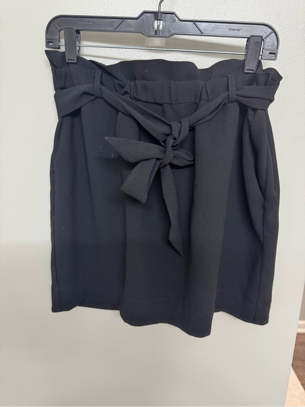 Express Black Paperbag Waist Tie Skirt